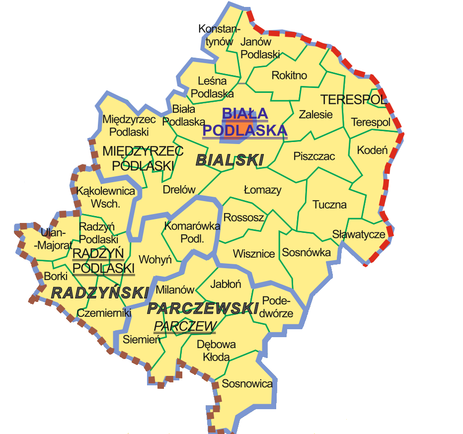 Zasięg terytorialny Komisarza Wyborczego w Białej Podlaskiej